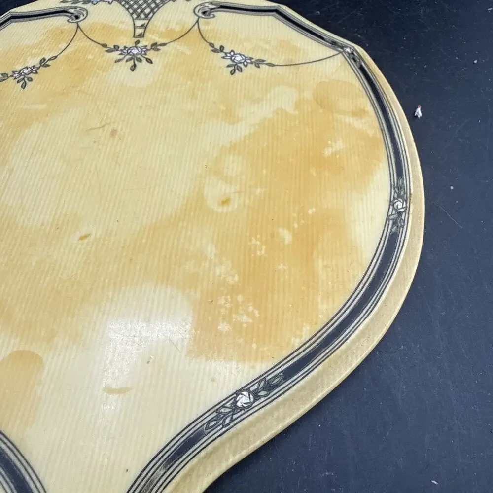 Vintage Du Barry Pyralin Ivory Hand Mirror – 1920s Celluloid Art Deco